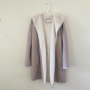 Pure Good Heavy Weight Pale Pink Sherpa Hooded Cardigan Size Small